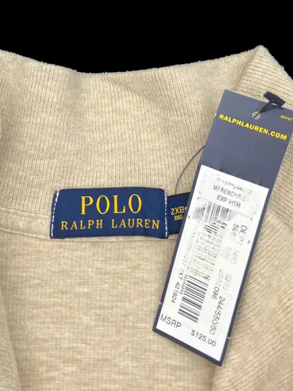 Polo Ralph Lauren NEW NWT French-Rib Quarter-Zip Sweater Mens 2XB 2X Big
